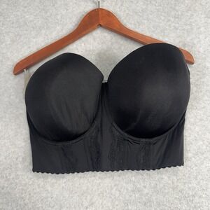Parfait Strapless Longline Bra 34H Black Lace Underwire Bustier L Corset Bustier